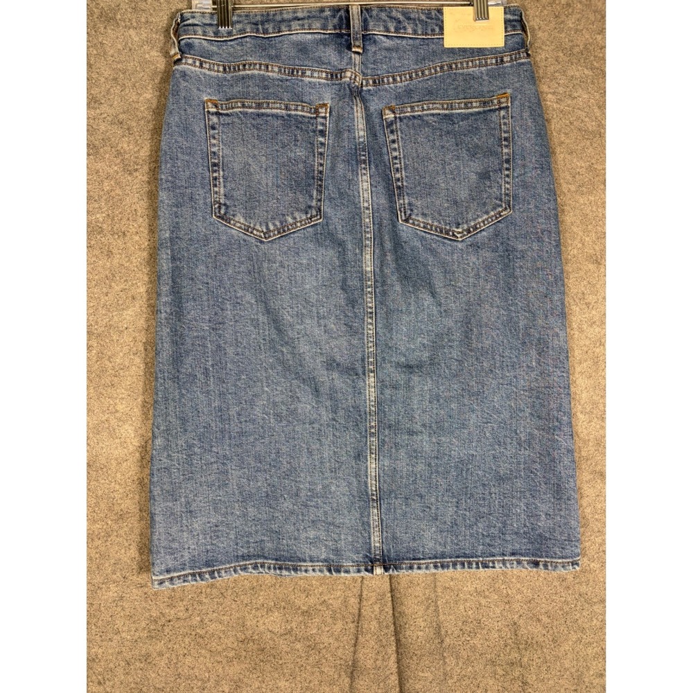 Everlane The Denim Pencil Skirt Blue Button Front Stretch Size 29 Womens - Picture 6 of 7